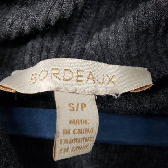 Bordeaux Anthropologie Ribbed Cowl Neck Tunic Top S Long Sleeves Charcoal Gray - Picture 3 of 9